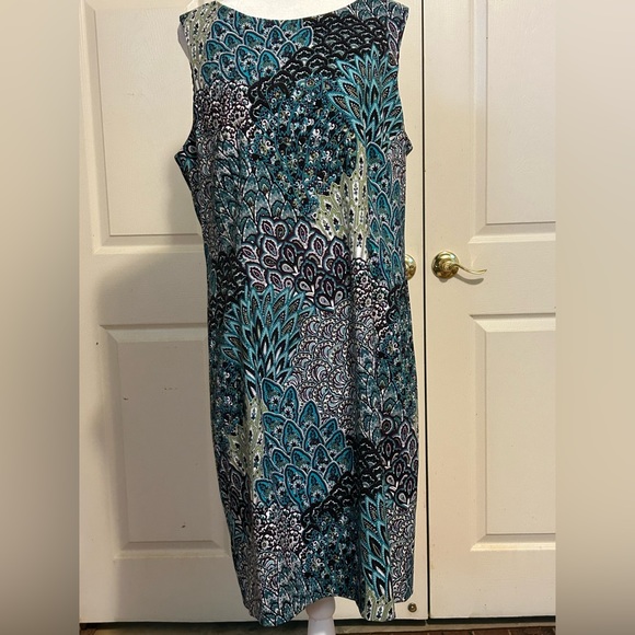 connected apparel Dresses & Skirts - Connected apparel blue and green sleeveless dress, size 16